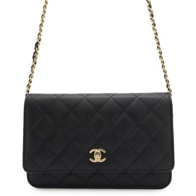 シャネル チェーンウォレット マトラッセ ココマーク キャビアスキン AP4241 CHANEL 財布 黒 安心保証