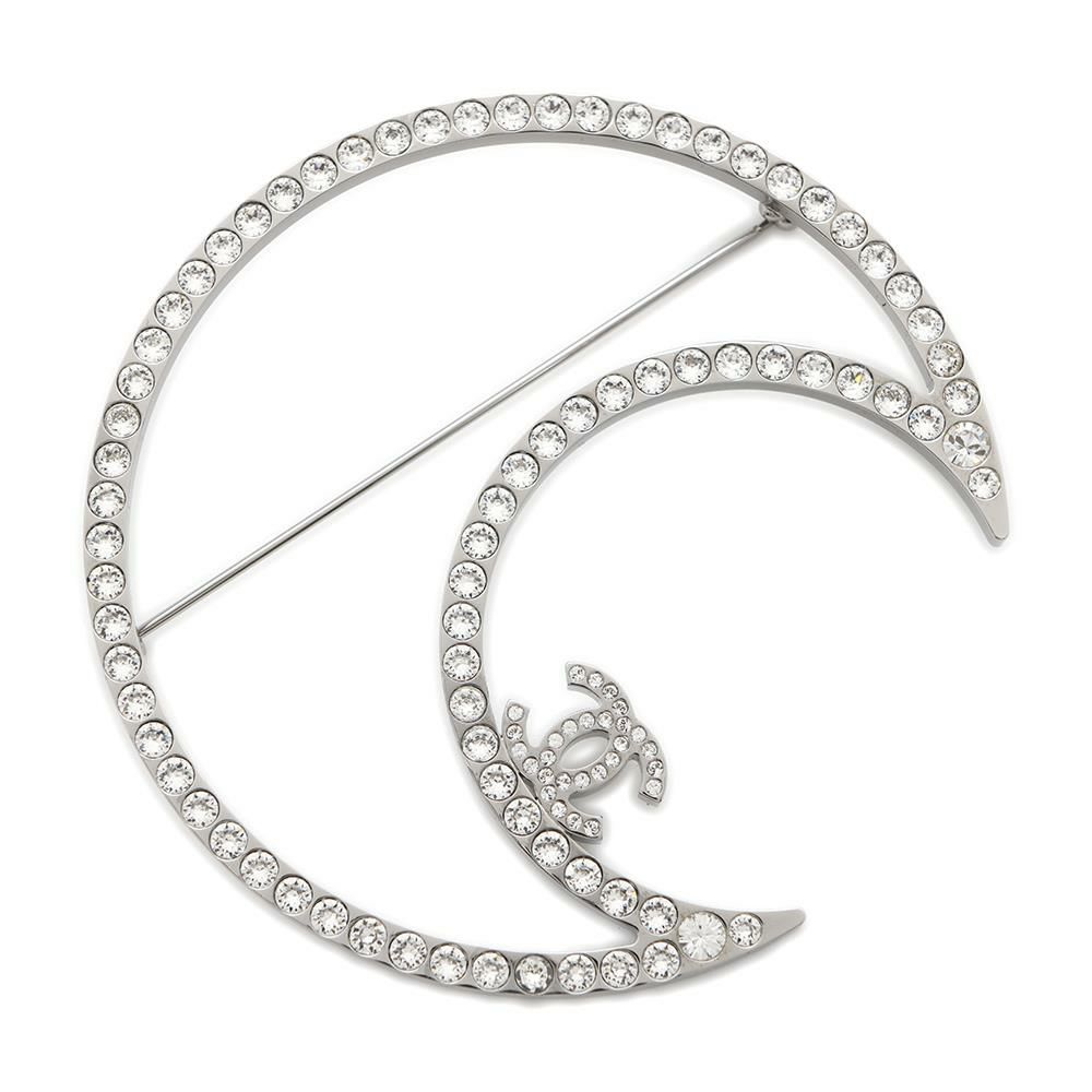 シャネル ブローチ 三日月 ココマーク ラインストーン B17 K CHANEL  