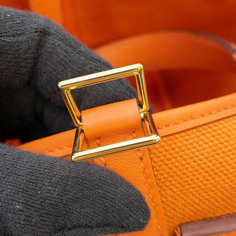 エルメス ハンドバッグ ピコタンロックPM カーゴ オレンジ/ゴールド金具 トワルアッシュ/スイフト U刻印
