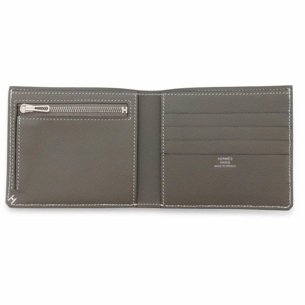 エルメス 二つ折り財布 セリエ コンパクト Sellier H ヴェールアマンド/シルバー金具 エヴァーカラー B刻印 メンズ