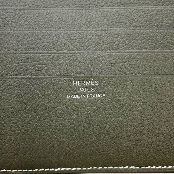 エルメス 二つ折り財布 セリエ コンパクト Sellier H ヴェールアマンド/シルバー金具 エヴァーカラー B刻印 メンズ