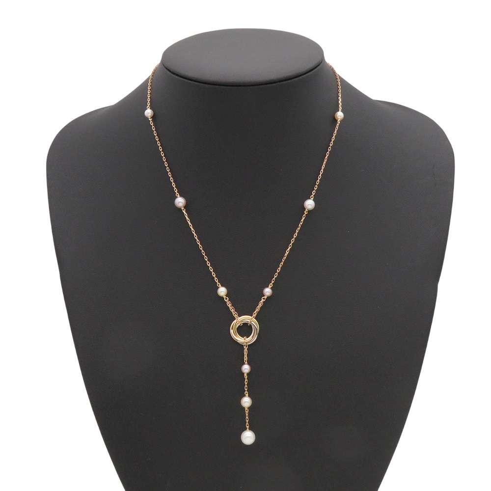 カルティエ ネックレス トリニティ サークルス ヴィング パール K18PG  