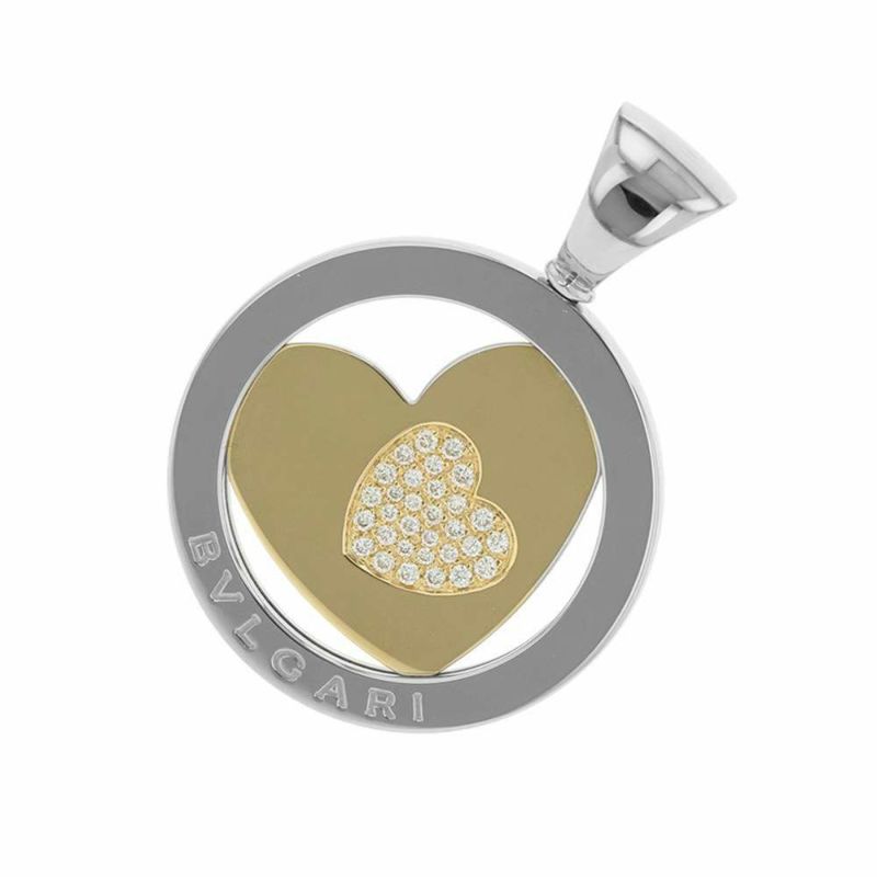 ブルガリ ペンダントトップ トンドハート ダイヤモンド K18YG/ステンレススチール BVLGARI