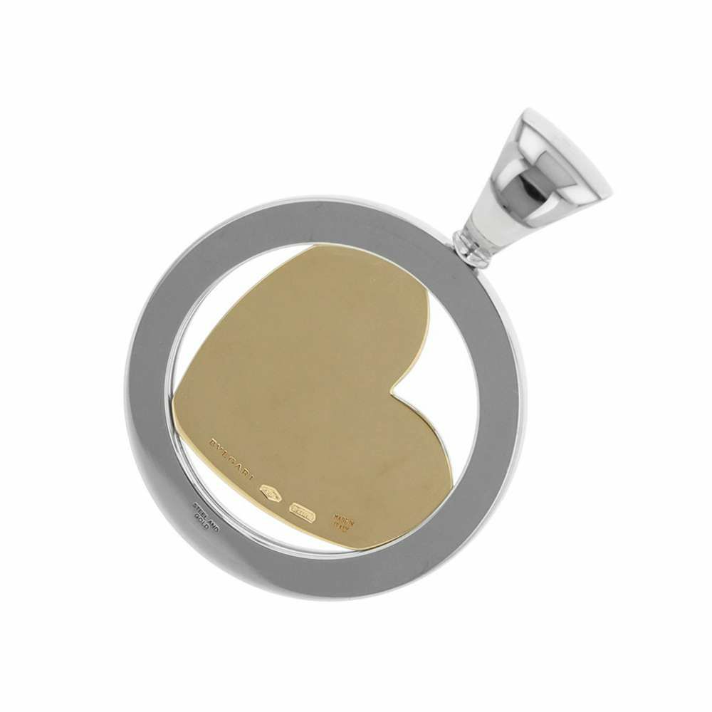 ブルガリ ペンダントトップ トンドハート ダイヤモンド K18YG/ステンレススチール BVLGARI