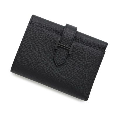 エルメス 三つ折り財布 ベアン コンビネ ブラック/ブラック金具