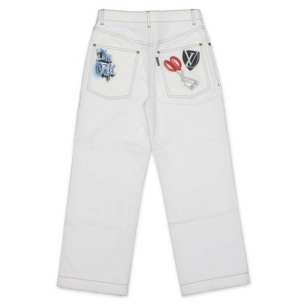 ルイヴィトン ボトムス ワッペン デニムパンツ レディースサイズ36 LOUIS VUITTON PANTS 白