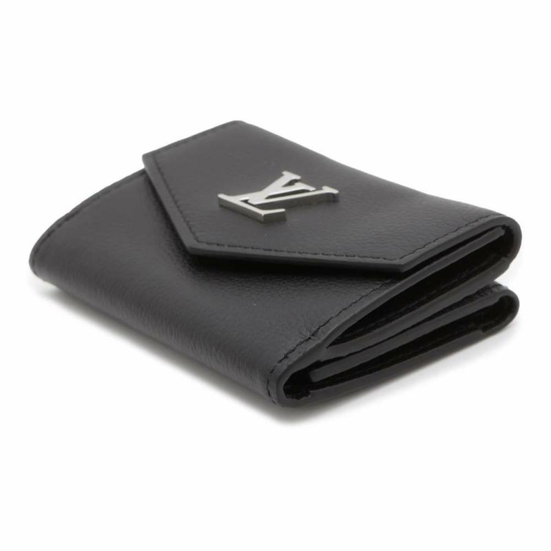 ルイヴィトン 三つ折り財布 カーフレザー ポルトフォイユ・ロックミニ M63921 LOUIS VUITTON 黒 ブラック