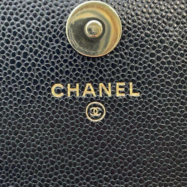 シャネル チェーンウォレット マトラッセ ココマーク ソフトキャビアスキン AP3745 CHANEL 黒