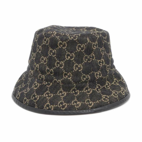 グッチ バケットハット GGデニム コットン サイズM 576371 GUCCI 帽子 黒