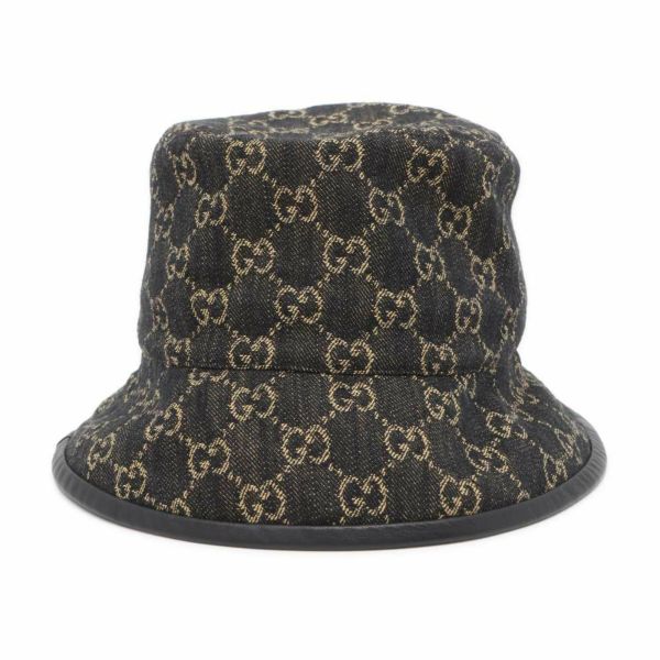 グッチ バケットハット GGデニム コットン サイズM 576371 GUCCI 帽子 黒