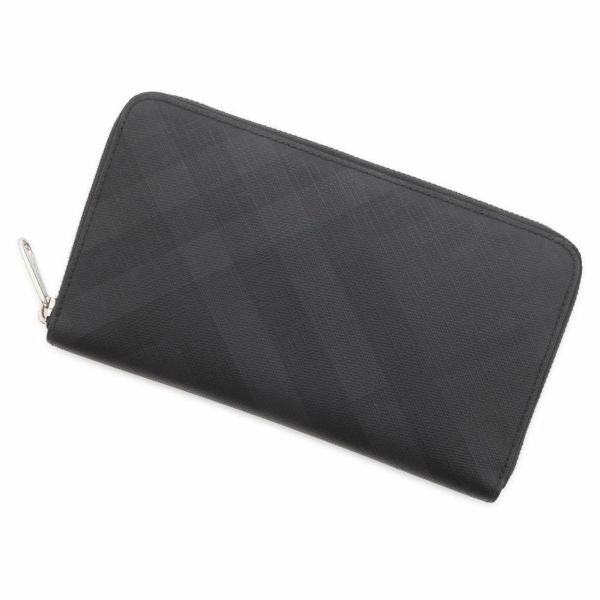 バーバリー 長財布 チェック PVC BURBERRY 財布 ラウンドファスナー 黒