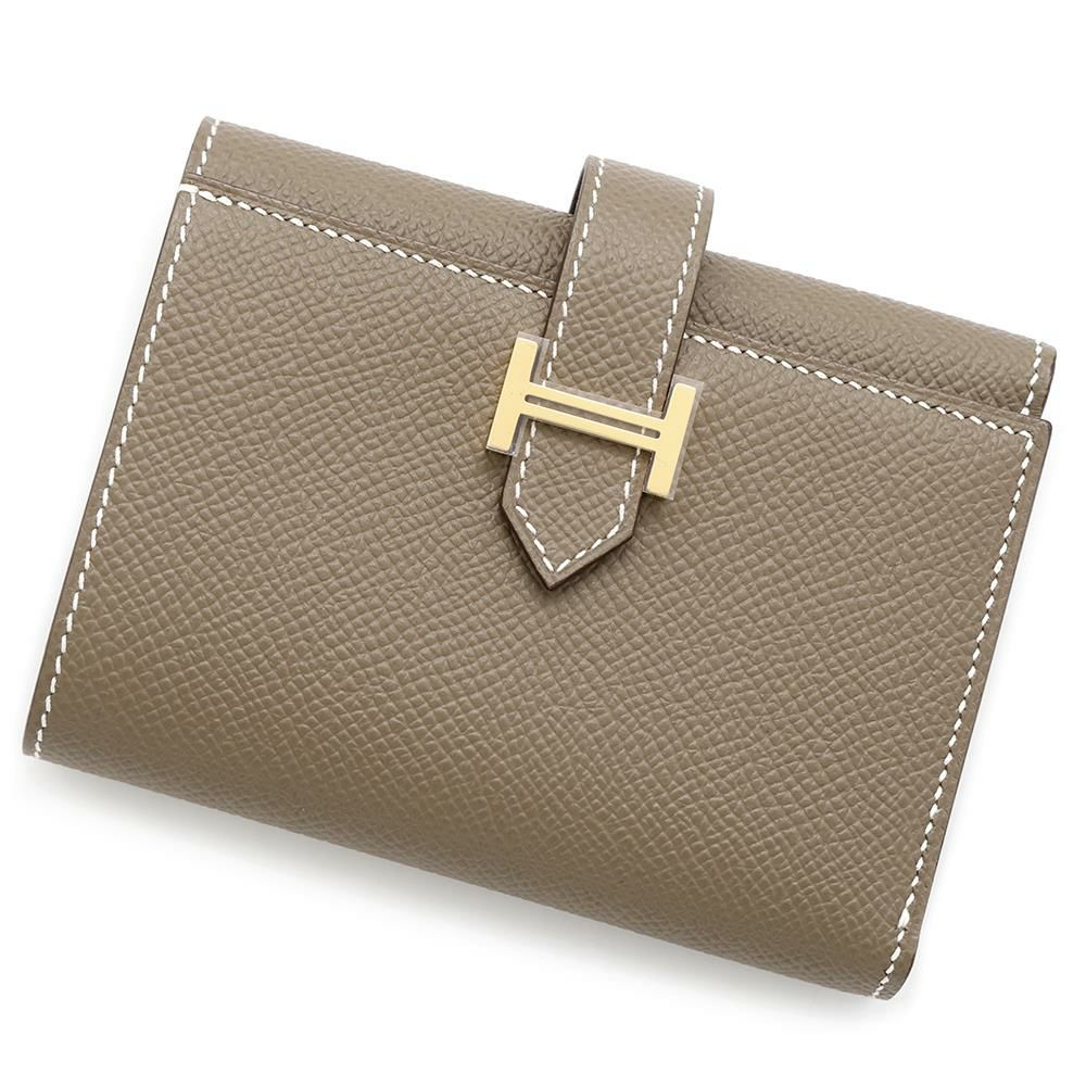 エルメス 三つ折り財布 ベアンコンビネ エトゥープ/ゴールド金具  
