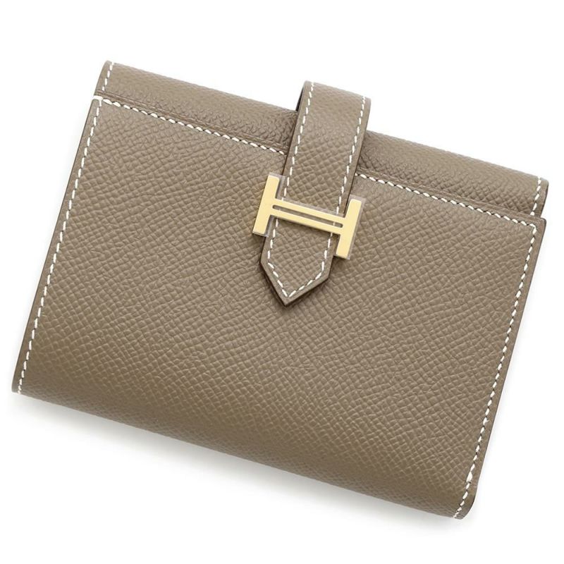 エルメス 三つ折り財布 ベアンコンビネ エトゥープ/ゴールド金具 エプソン W刻印 HERMES 財布