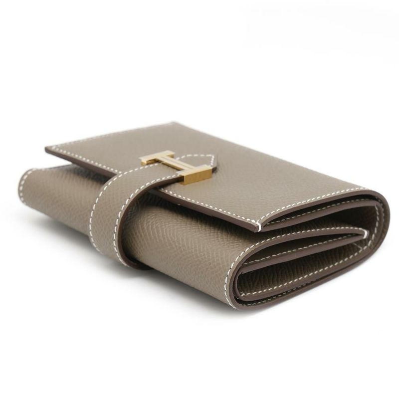 エルメス 三つ折り財布 ベアンコンビネ エトゥープ/ゴールド金具 エプソン W刻印 HERMES 財布