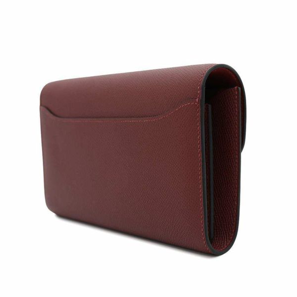 エルメス 長財布 コンスタンス トゥーゴー ロング コルダージュ ルージュアッシュ/シルバー金具 エプソン W刻印 ストラップ2本付き