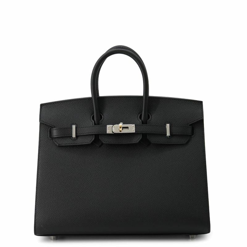 エルメス バーキン25 セリエ ブラック/エレクトラム金具 エプソン W刻印 HERMES Birkin ハンドバッグ 黒