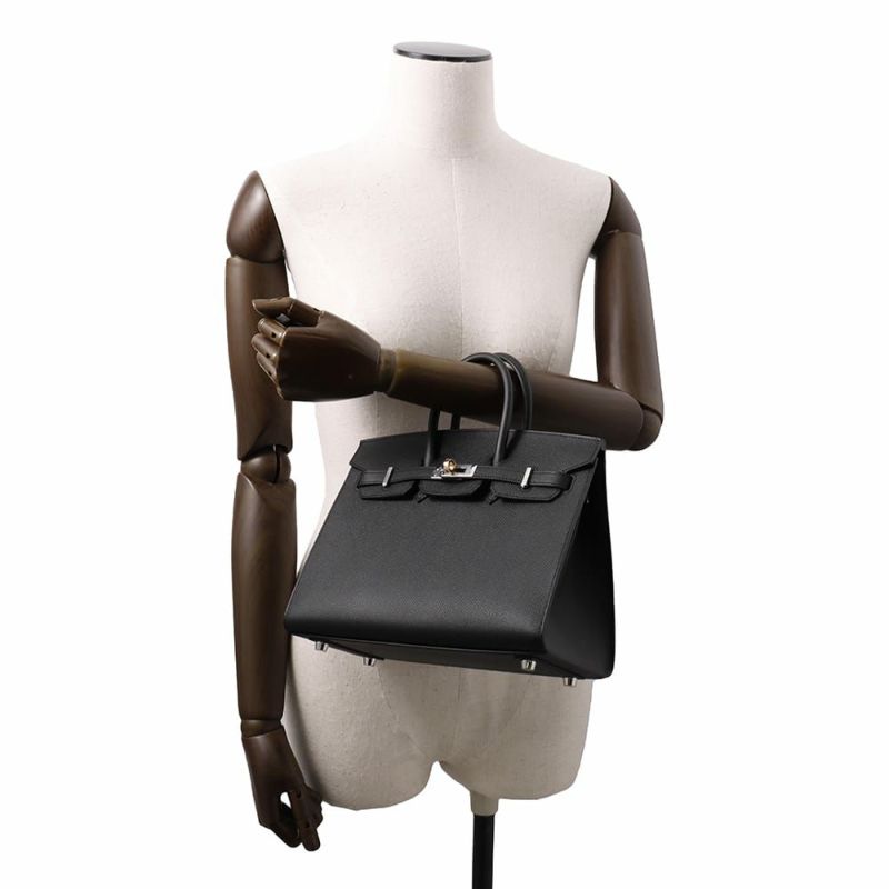 エルメス バーキン25 セリエ ブラック/エレクトラム金具 エプソン W刻印 HERMES Birkin ハンドバッグ 黒