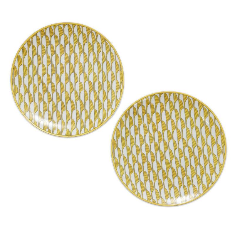 エルメス デザートプレート ソレイユ・ドゥ・エルメス NO.1 2枚セット ポーセリン HERMES 食器 ギフト ペア 白