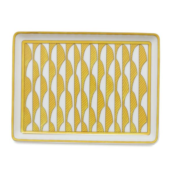 エルメス 長方形プレート ソレイユ・ドゥ・エルメス PM ポーセリン HERMES 食器 ギフト 白