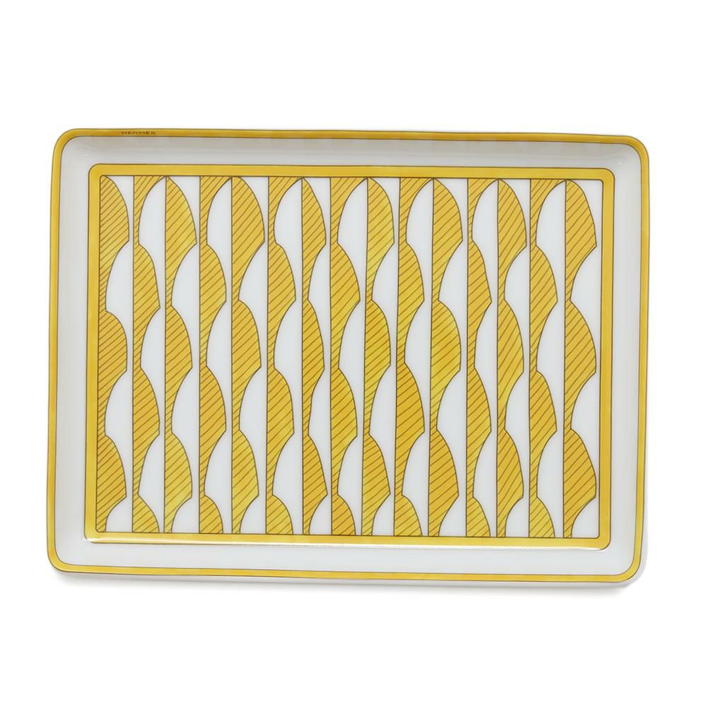 エルメス 長方形プレート ソレイユ・ドゥ・エルメス PM ポーセリン HERMES 食器 ギフト 白