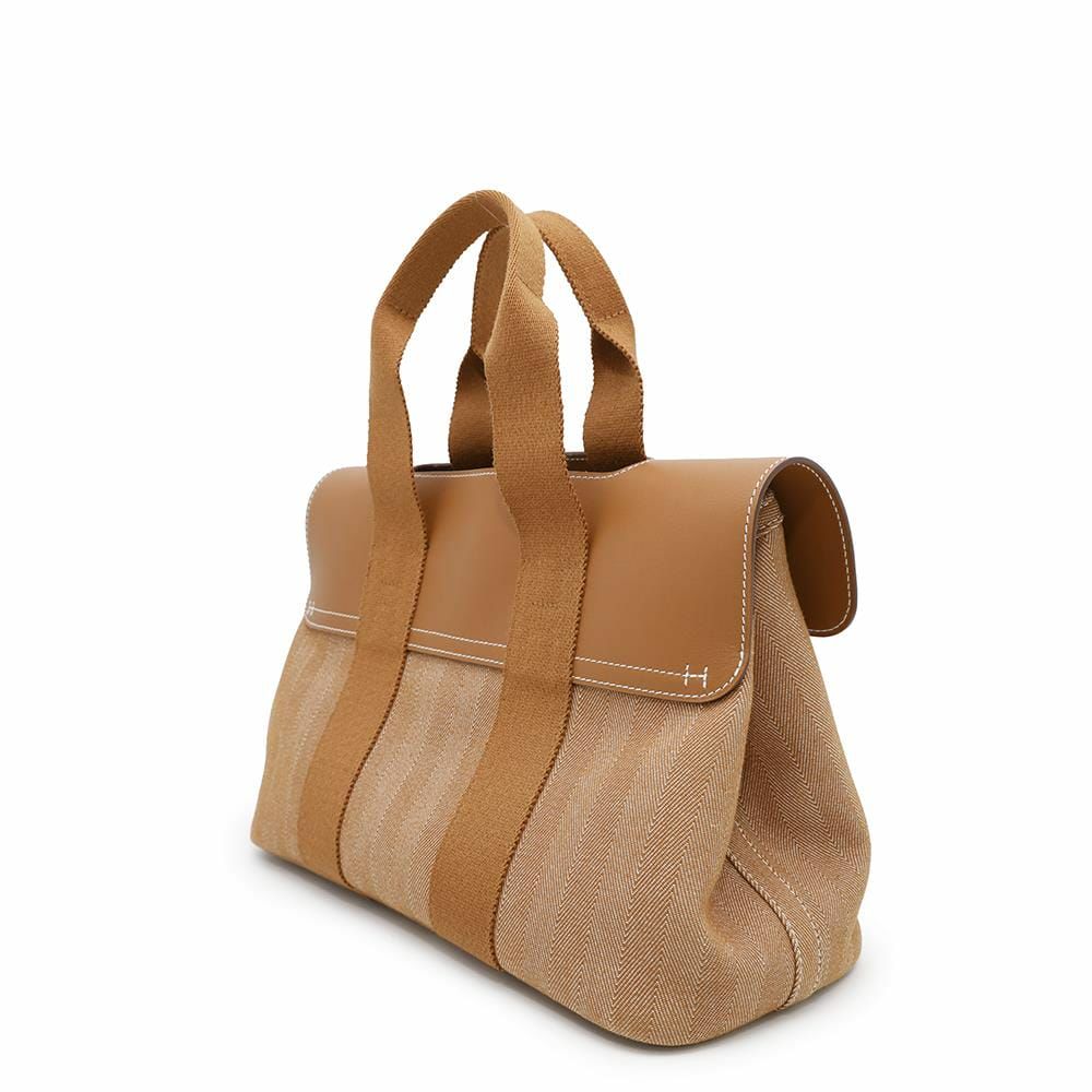 エルメス ハンドバッグ ヴァルパライソPM ゴールド/シルバー金具 トワルシェブロン □K刻印 HERMES