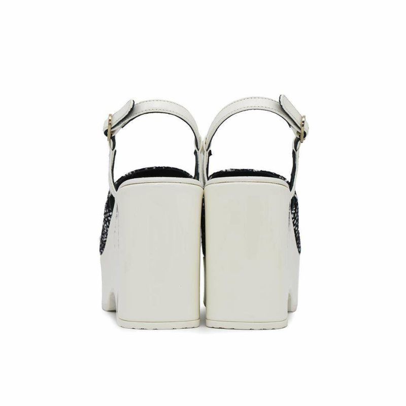 シャネル サンダル ココマーク 厚底 ウェッジソール スパンコール ツイード レディースサイズ36C G45621 CHANEL 靴 黒 白