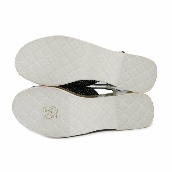 シャネル サンダル ココマーク 厚底 ウェッジソール スパンコール ツイード レディースサイズ36C G45621 CHANEL 靴 黒 白