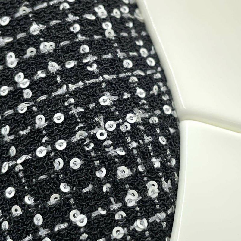 シャネル サンダル ココマーク 厚底 ウェッジソール スパンコール ツイード レディースサイズ36C G45621 CHANEL 靴 黒 白