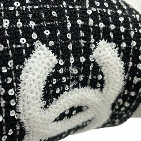 シャネル サンダル ココマーク 厚底 ウェッジソール スパンコール ツイード レディースサイズ36C G45621 CHANEL 靴 黒 白