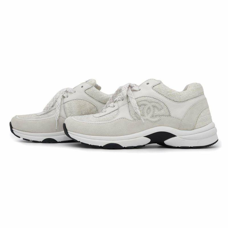 シャネル スニーカー ココマーク ツイード レディースサイズ37 G38299 CHANEL 靴 白