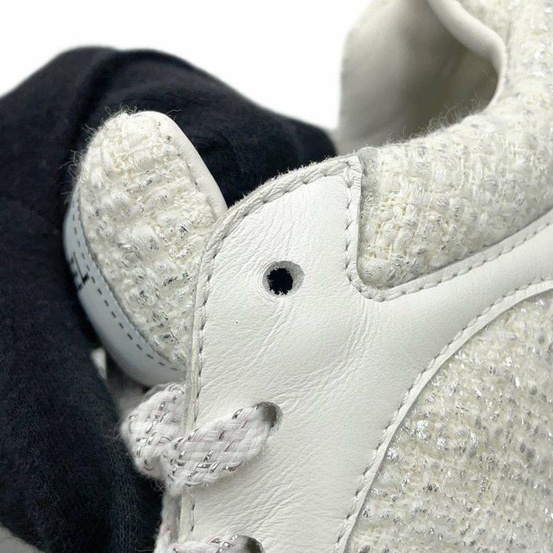 シャネル スニーカー ココマーク ツイード レディースサイズ37 G38299 CHANEL 靴 白