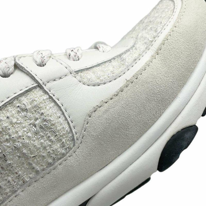 シャネル スニーカー ココマーク ツイード レディースサイズ37 G38299 CHANEL 靴 白