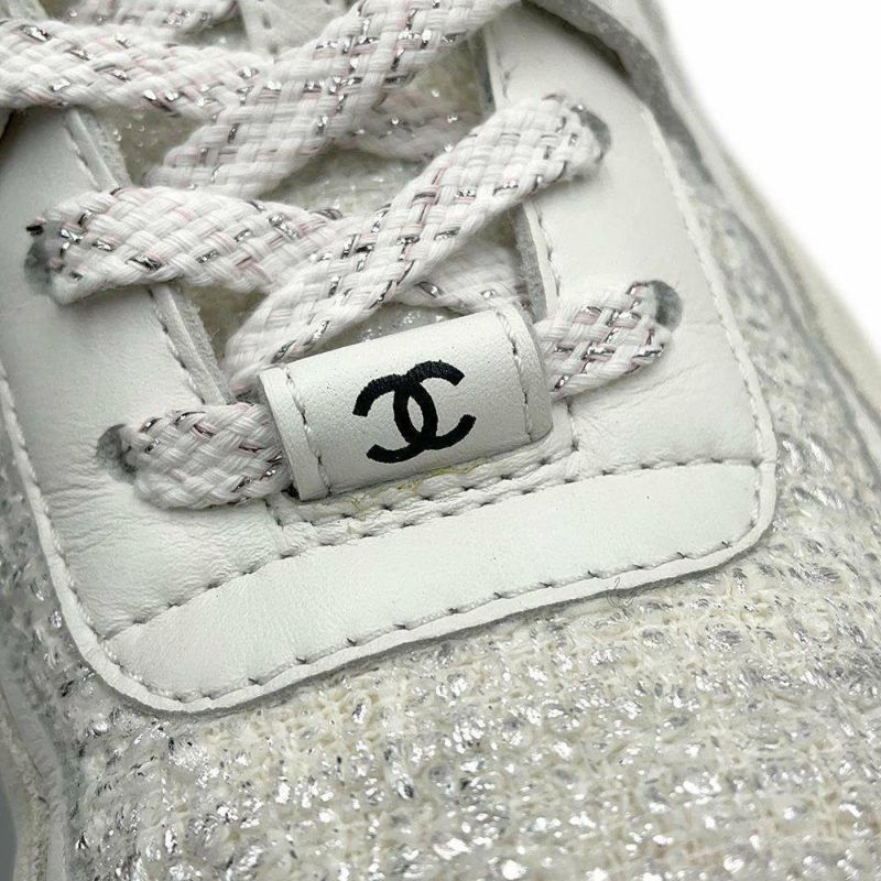 シャネル スニーカー ココマーク ツイード レディースサイズ37 G38299 CHANEL 靴 白