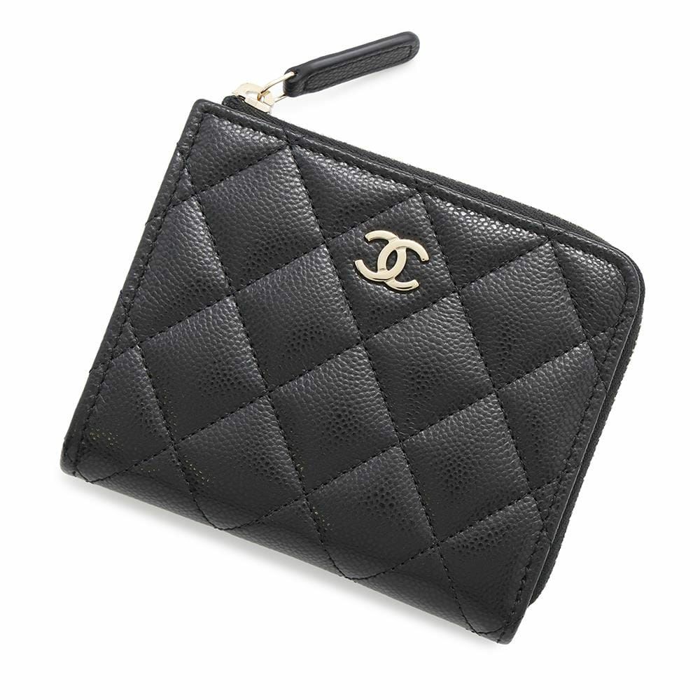 シャネル コインケース マトラッセ ココマーク キャビアスキン L字ファスナー AP3999 財布 カードケース 黒