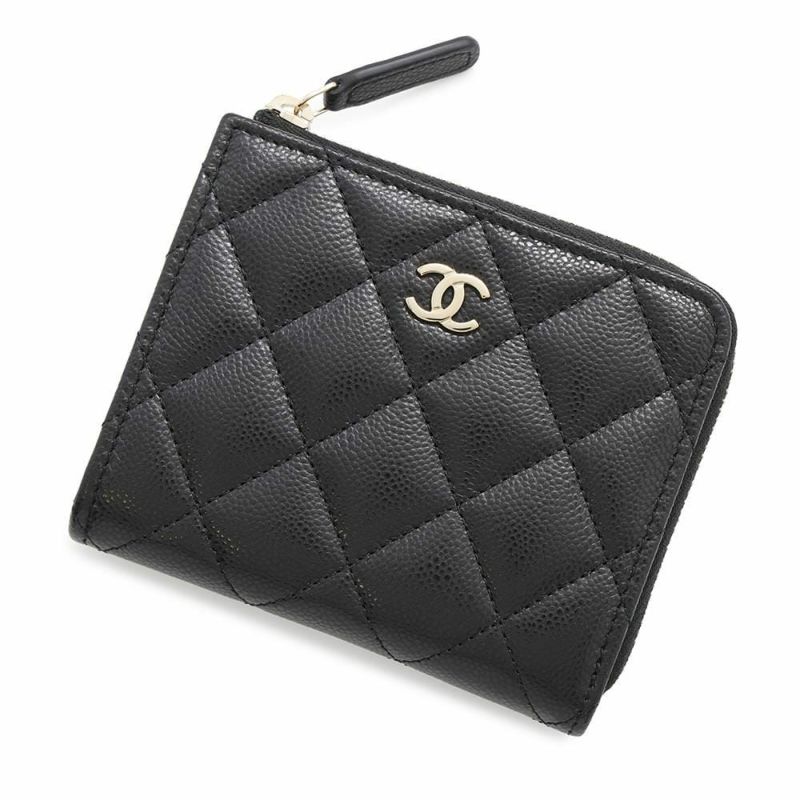 シャネル コインケース マトラッセ ココマーク キャビアスキン L字ファスナー AP3999 財布 カードケース 黒