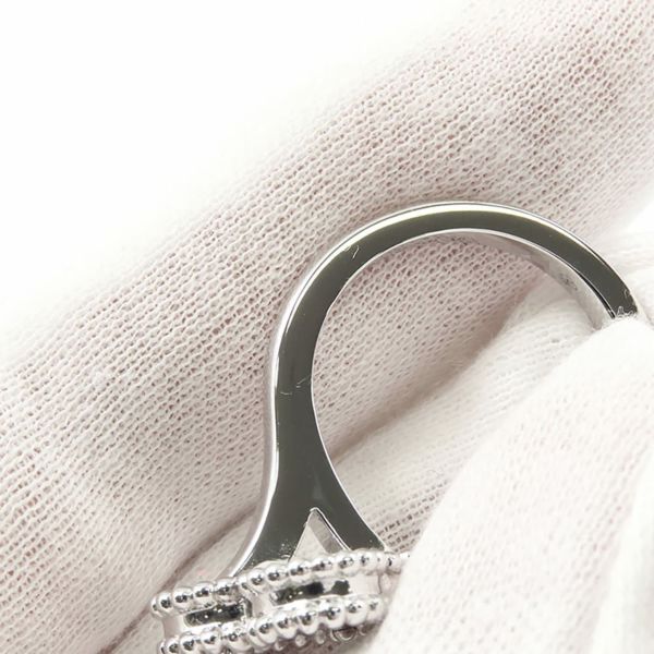 ヴァンクリーフ&アーペル リング マジック アルハンブラ アントレ レ ドア リング ホワイト&グレー マザーオブパール K18WG サイズ56