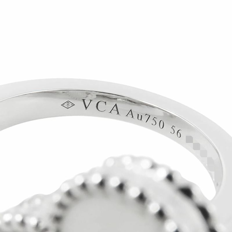 ヴァンクリーフ&アーペル リング マジック アルハンブラ アントレ レ ドア リング ホワイト&グレー マザーオブパール K18WG サイズ56