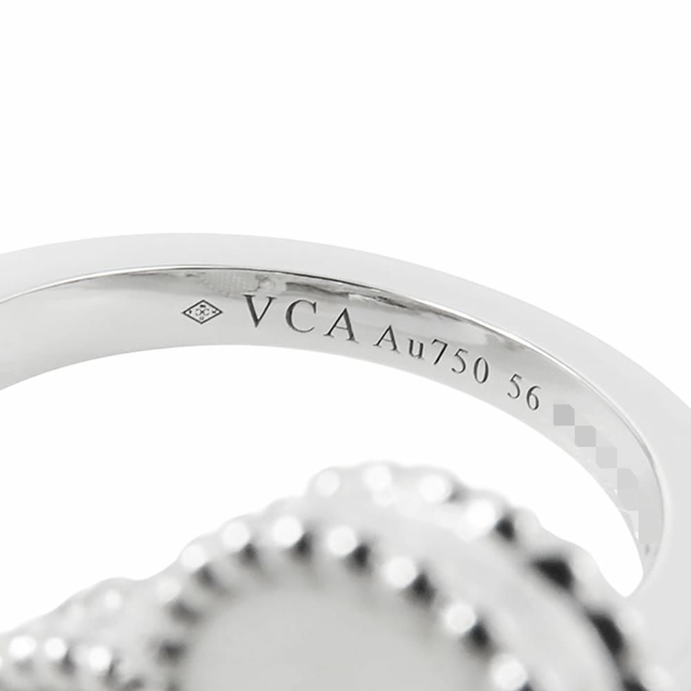 ヴァンクリーフ&アーペル リング マジック アルハンブラ アントレ レ ドア リング ホワイト&グレー マザーオブパール K18WG サイズ56