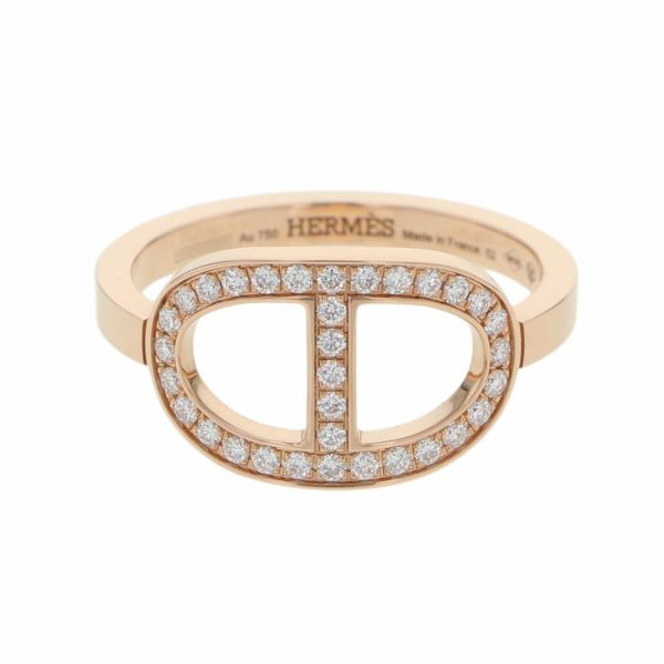 エルメス リング シェーヌダンクル コントゥール MM ダイヤモンド 33P 0.21ct K18PG リングサイズ52 HERMES 指輪