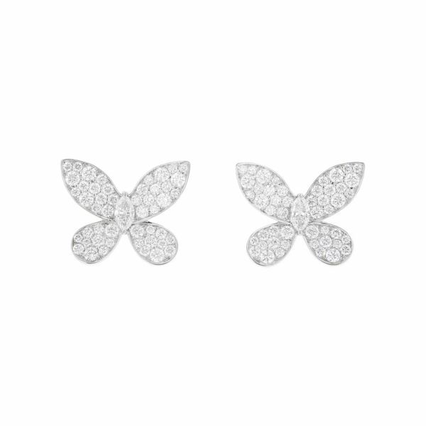 グラフ ピアス パヴェ バタフライ ダイヤモンド スモール スタッド イヤリング ダイヤ 計約1.10ct K18WGホワイトゴールド RGE1152