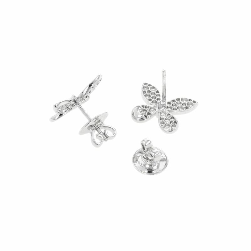 グラフ ピアス パヴェ バタフライ ダイヤモンド スモール スタッド イヤリング ダイヤ 計約1.10ct K18WGホワイトゴールド RGE1152