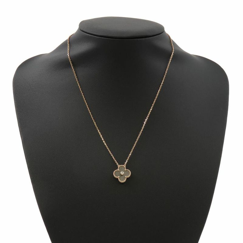 ヴァンクリーフ&アーペル ネックレス ヴィンテージ アルハンブラ シルバーオブシディアン ダイヤ 1P K18PG VCARP9T000 2023年ホリデー限定