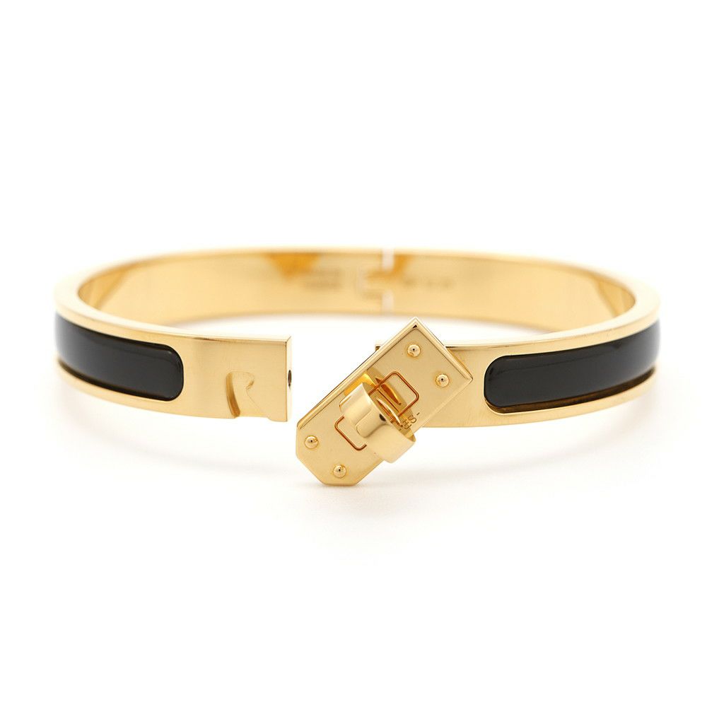 エルメス ブレスレット ミニクリック ケリー PM エナメル ブラック/ゴールド金具 HERMES 黒