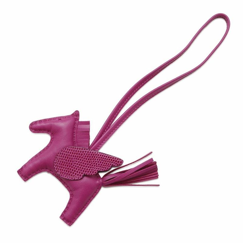 エルメス バッグチャーム ロデオPM ペガサス タッチ ローズパープル ラムスキン/リザード U刻印 HERMES