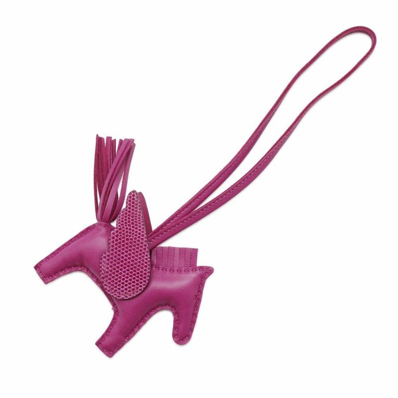 エルメス バッグチャーム ロデオPM ペガサス タッチ ローズパープル ラムスキン/リザード U刻印 HERMES