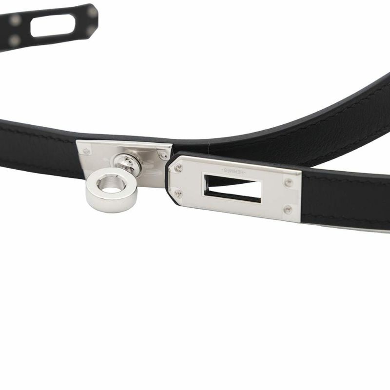 エルメス ネックレス ケリーラリアット Kelly lariat ブラック/シルバー金具 スイフト W刻印 HERMES 黒