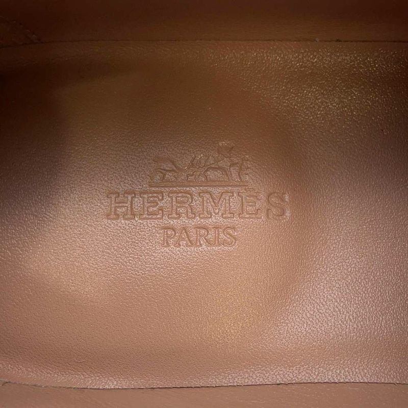 エルメス モカシン パリ ブラック/シルバー金具 レザー レディースサイズ37 HERMES 靴 黒