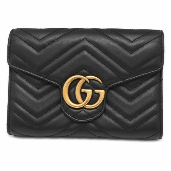 グッチ チェーンウォレット GGマーモント キルティング 474575 GUCCI 財布 ダブルG 黒