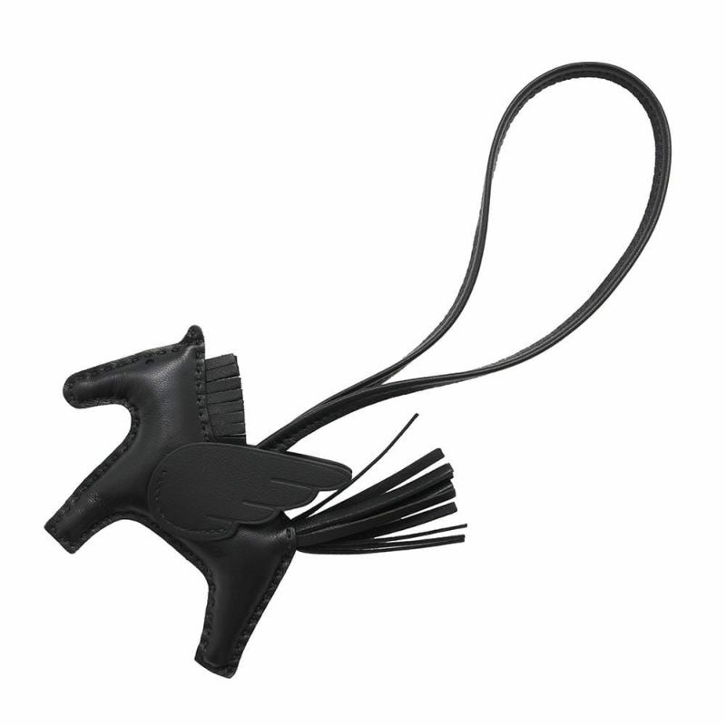 エルメス バッグチャーム ロデオPM ペガサス ブラック ラムスキン K刻印 黒 ソーブラック