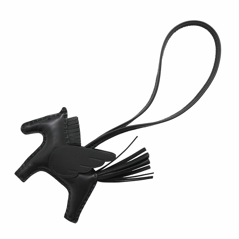 エルメス バッグチャーム ロデオPM ペガサス ブラック ラムスキン K刻印 黒 ソーブラック